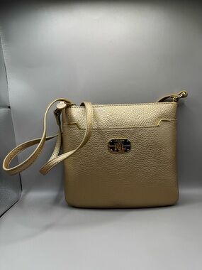 Ralph Lauren Metallic Gold Pebbled Leather Crossbody